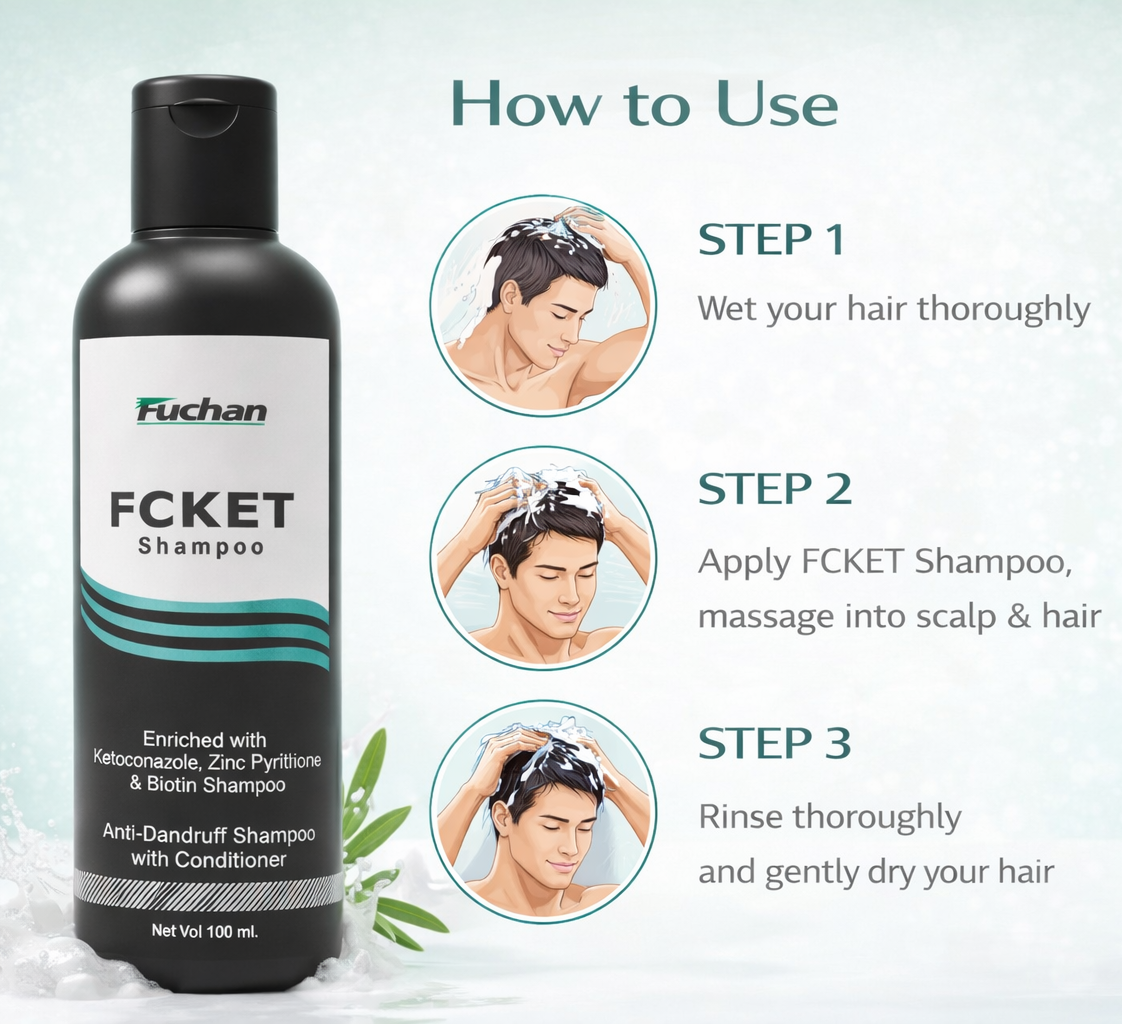 Fuchan FCKET Anti Dandruff Shampoo with Conditioner is a dual-action hair care solution