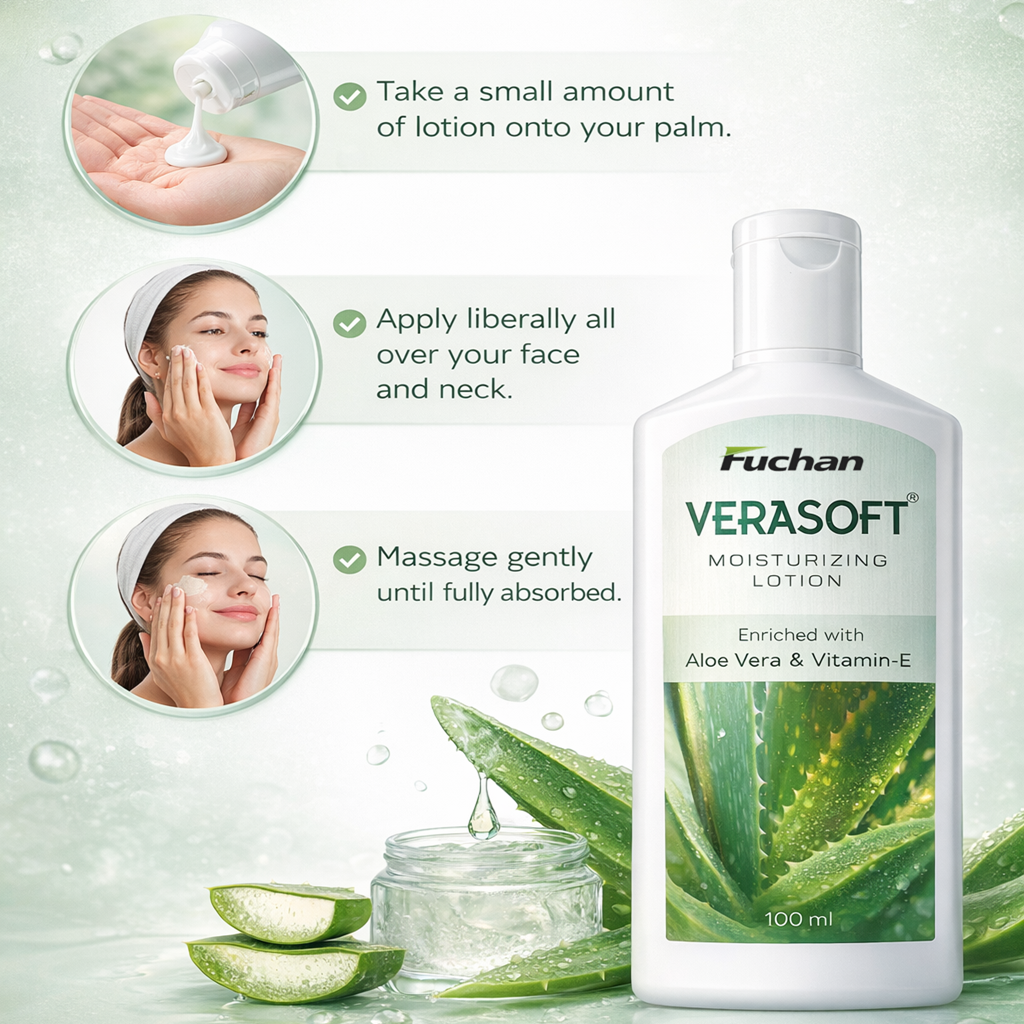 Verasoft Moisturizing Lotion with Aloe Vera & Vitamin-E | Deep Hydration for Soft & Healthy Skin | 100 ml Verasoft Moisturizing Lotion with Aloe Vera & Vitamin-E | Deep Hydration for Soft & Healthy Skin | 100 ml