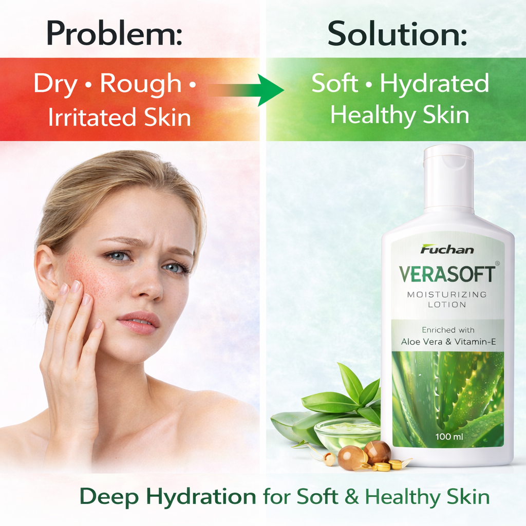 Verasoft Moisturizing Lotion with Aloe Vera & Vitamin-E | Deep Hydration for Soft & Healthy Skin | 100 ml Verasoft Moisturizing Lotion with Aloe Vera & Vitamin-E | Deep Hydration for Soft & Healthy Skin | 100 ml