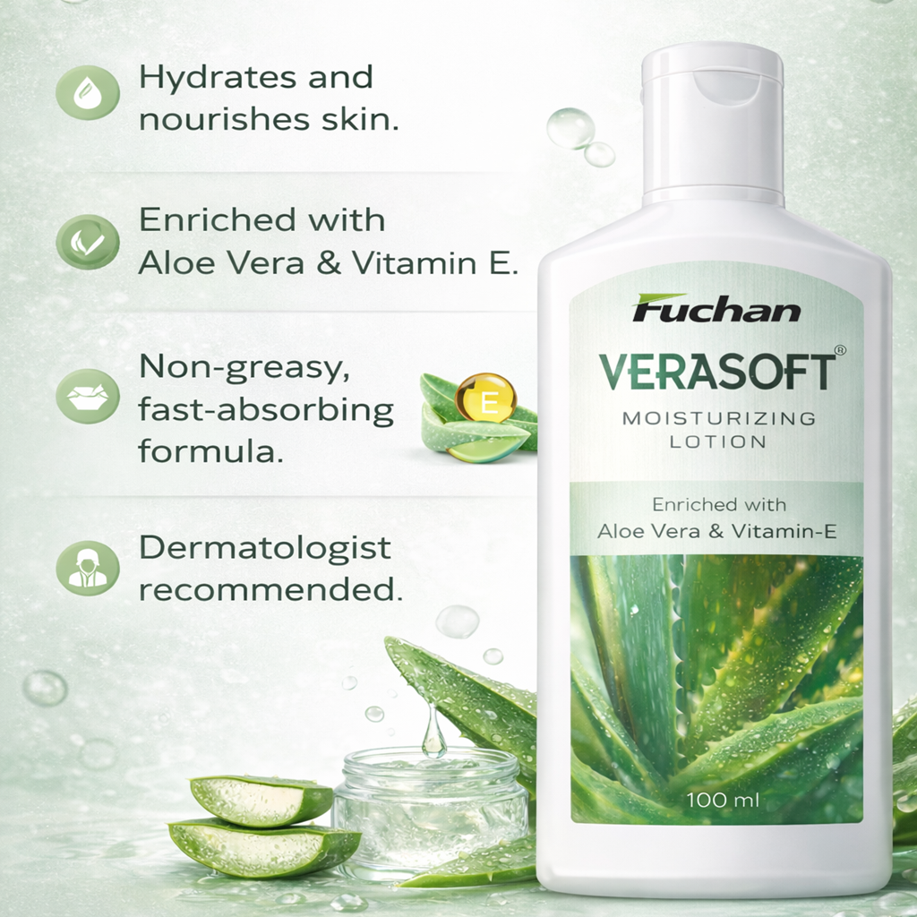 Verasoft Moisturizing Lotion with Aloe Vera & Vitamin-E | Deep Hydration for Soft & Healthy Skin | 100 ml Verasoft Moisturizing Lotion with Aloe Vera & Vitamin-E | Deep Hydration for Soft & Healthy Skin | 100 ml